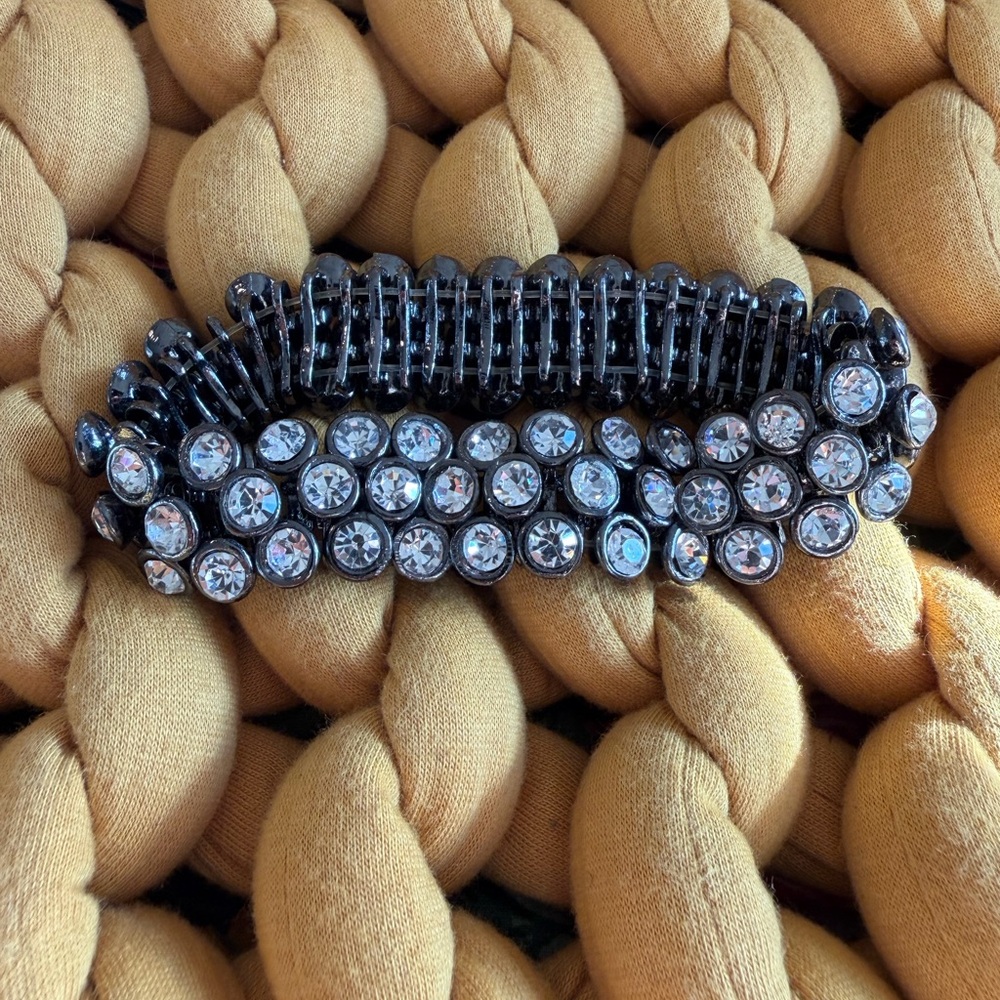 Black bracelet with Clear Rhinestones